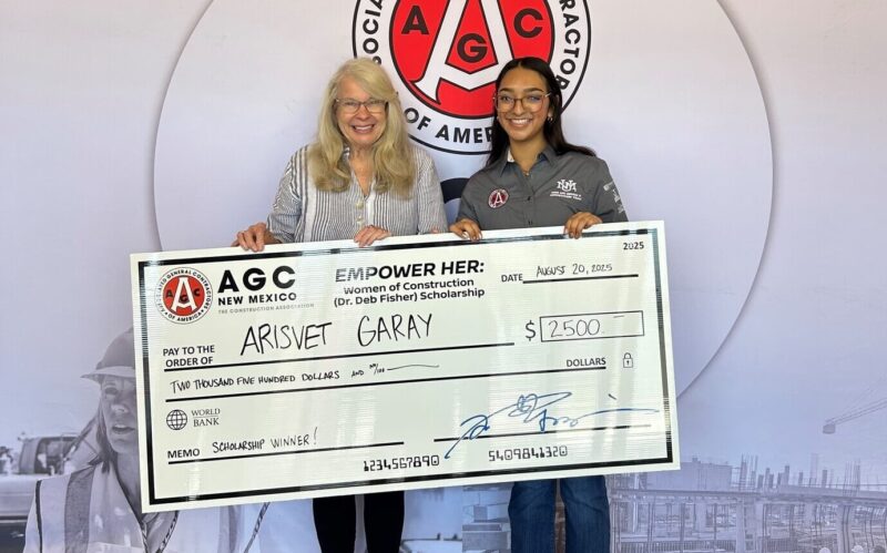 Ari Garay, Federal Group Project Engineer Intern, Wins Prestigious Scholarship Ari Garay, a construction engineering student at the University of New Mexico (UNM), recently shared her experiences from her nine-month internship with Jaynes Corporation’s Federal Division. Ari credits the welcoming team and mentorship from Danielle Salazar and Justin Flores for her continued corporate education. “I started knowing little about construction, but every day I learned more thanks to my mentors and the supportive environment at Jaynes.” Despite balancing a very demanding university schedule, 19 credit hours, and 20 to 25 weekly work hours at Jaynes, Ari values the opportunities Jaynes offers. Her recent merit scholarship award from the Empower Her Scholarship, aided by recommendations from the Jaynes Federal team, will help her further her career and education goals. The Empower Her Scholarship, sponsored by Dr. Deb Fisher, a retired professor and noted AGC Educational Consultant, recognizes and supports women building careers in construction. Read more about her scholarship award at the AGC NM website.