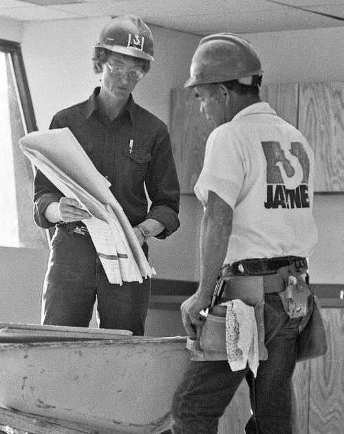 Linda Squires Jaynes Superintendent with Joey Baca 1985